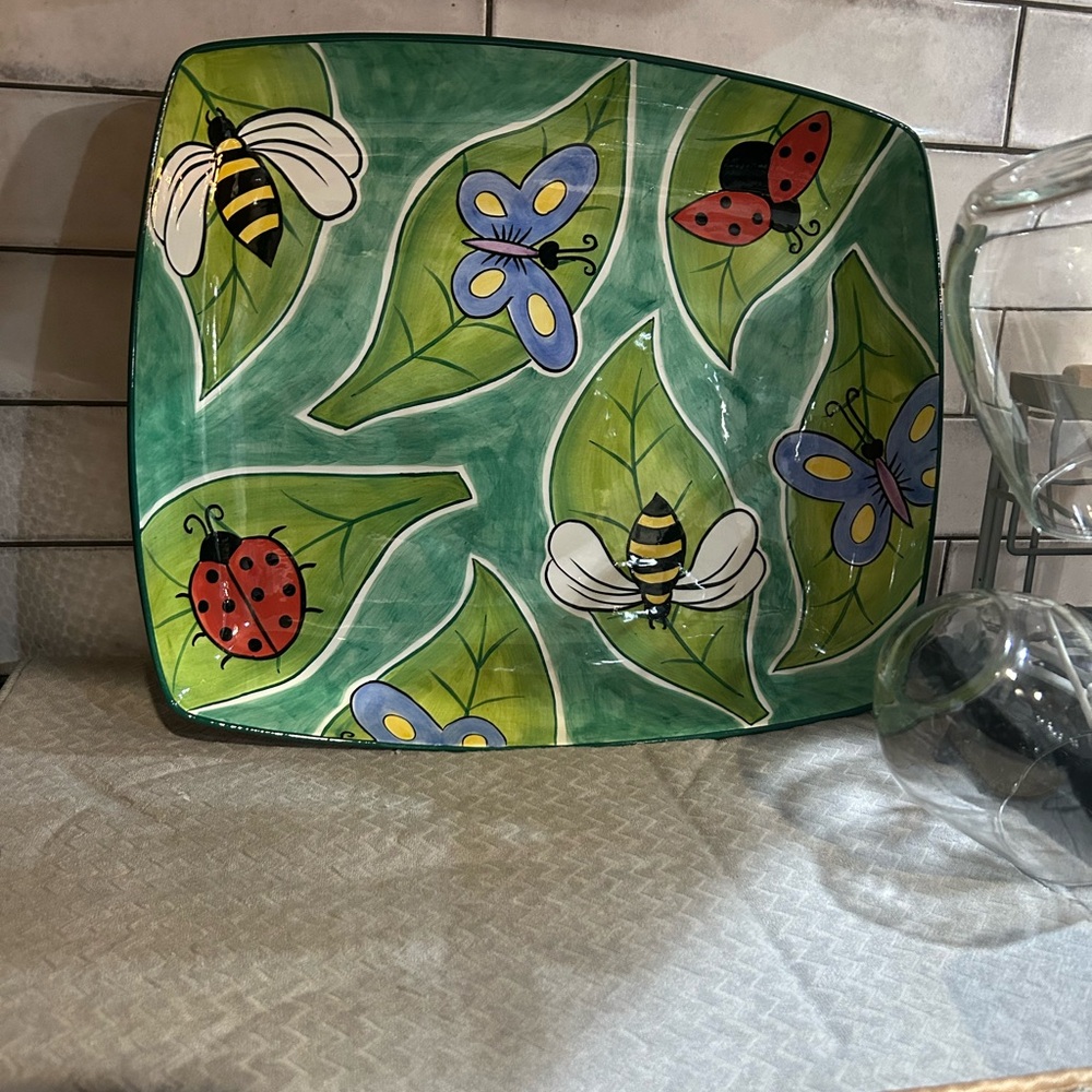 Colorful Insect-Themed Serveware Plate